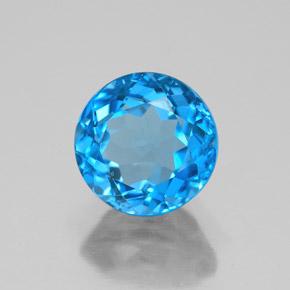 Topacio azul natural de 3,48 ct, corte redondo, VS