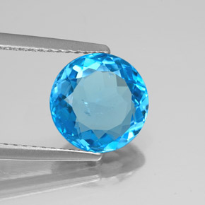 Topacio azul natural de 3,09 ct, corte redondo, SI