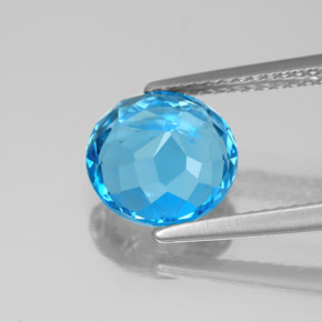 Topacio azul natural de 3,09 ct, corte redondo, SI