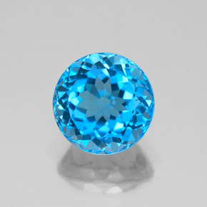 Topacio azul natural de 3,80 ct, corte redondo, VVS