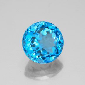 Topacio azul natural de 3,80 ct, corte redondo, VVS