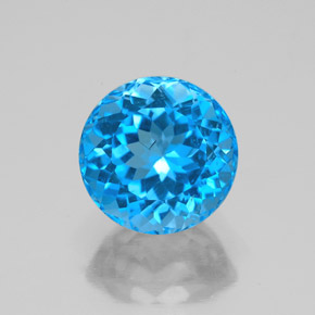 Topacio azul natural de 3,95 ct, corte redondo, SI