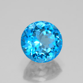 Topacio azul natural de 3,95 ct, corte redondo, SI