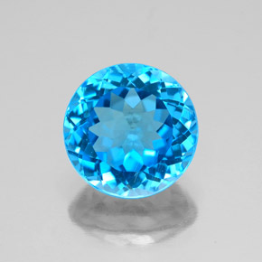 Topacio azul natural de 3,51 ct, corte redondo, VS
