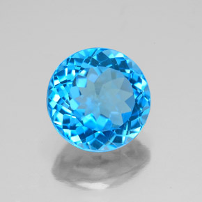 Topacio azul natural de 3,51 ct, corte redondo, VS