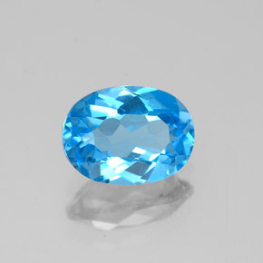 Topacio azul natural de 1,40 ct, corte óvalo, VVS-VS