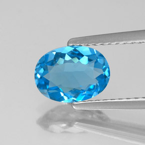 Topacio azul natural de 1,40 ct, corte óvalo, VVS-VS
