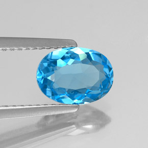 Topacio azul natural de 1,40 ct, corte óvalo, VVS-VS