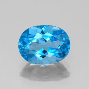 Topacio azul natural de 2,19 ct, corte óvalo, VVS-VS