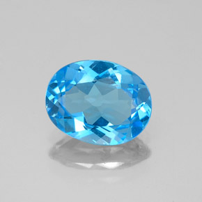 Topacio azul natural de 1,86 ct, corte óvalo, VVS-VS