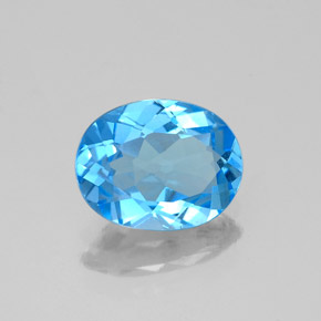 Topacio azul natural de 1,86 ct, corte óvalo, VVS-VS
