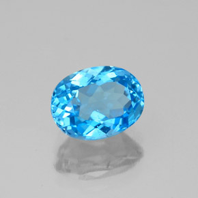 Topacio azul natural de 1,82 ct, corte óvalo, VS-SI