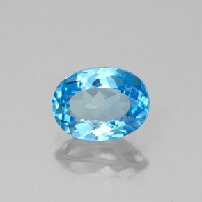 Topacio azul natural de 1,62 ct, corte óvalo, VS