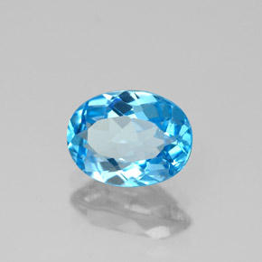Topacio azul natural de 1,62 ct, corte óvalo, VS