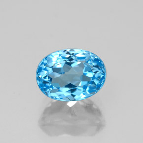 Topacio azul natural de 2,18 ct, corte óvalo, VVS