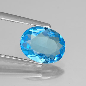 Topacio azul natural de 1,64 ct, corte óvalo, VS