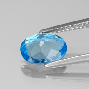 Topacio azul natural de 1,64 ct, corte óvalo, VS