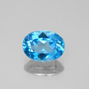 Topacio azul natural de 1,52 ct, corte óvalo, VVS-VS