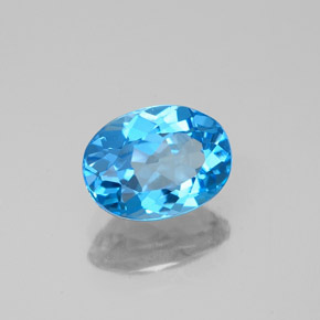 Topacio azul natural de 1,52 ct, corte óvalo, VVS-VS