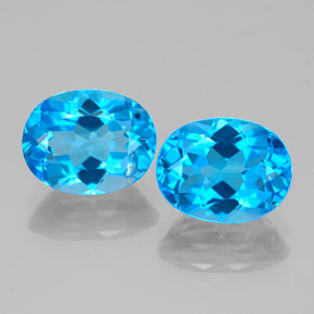 Gemas de topacio azul natural de  ct, corte óvalo, VS