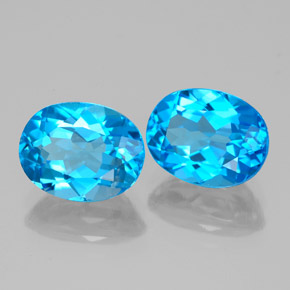 Gemas de topacio azul natural de  ct, corte óvalo, VS