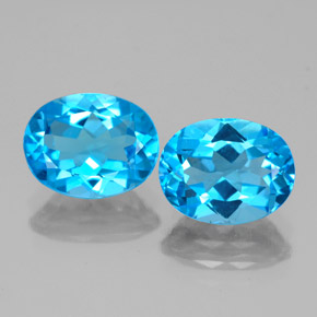 Gemas de topacio azul natural de  ct, corte óvalo, VVS-VS