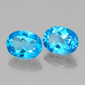 Gemas de topacio azul natural de  ct, corte óvalo, VVS-VS