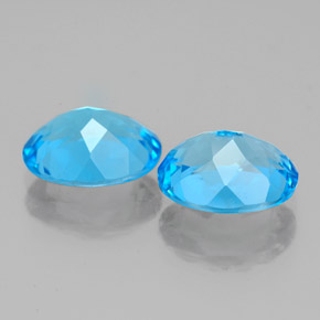 Gemas de topacio azul natural de  ct, corte óvalo, VVS-VS