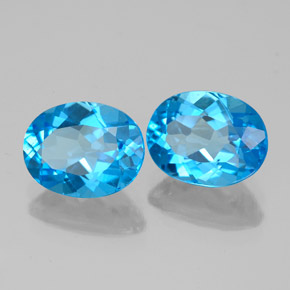 Gemas de topacio azul natural de  ct, corte óvalo, VVS-VS