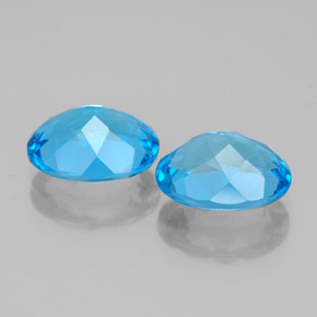 Gemas de topacio azul natural de  ct, corte óvalo, VVS-VS
