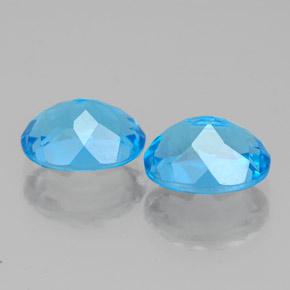 Gemas de topacio azul natural de  ct, corte óvalo, VVS-VS