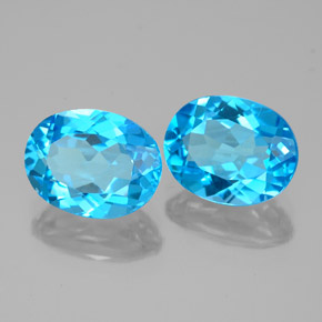 Gemas de topacio azul natural de  ct, corte óvalo, VVS-VS