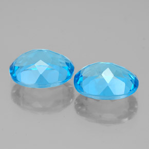 Gemas de topacio azul natural de  ct, corte óvalo, VVS-VS