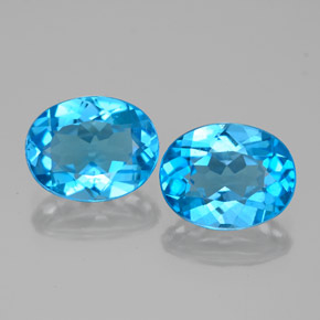 Gemas de topacio azul suizo natural de  ct, corte óvalo, VS-SI