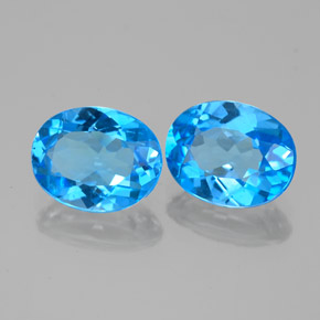 Gemas de topacio azul suizo natural de  ct, corte óvalo, VS-SI