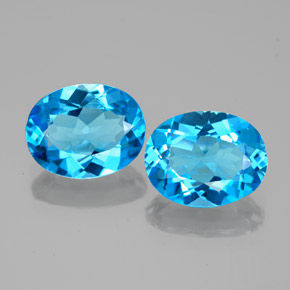 Gemas de topacio azul natural de  ct, corte óvalo, VVS-VS