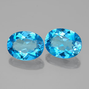 Gemas de topacio azul natural de  ct, corte óvalo, VVS-VS