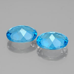 Gemas de topacio azul natural de  ct, corte óvalo, VVS-VS