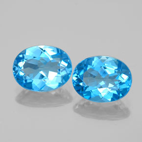 Gemas de topacio azul natural de  ct, corte óvalo, VVS-VS
