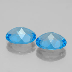 Gemas de topacio azul natural de  ct, corte óvalo, VVS-VS
