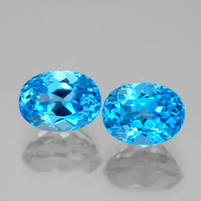 Gemas de topacio azul natural de  ct, corte óvalo, VVS-VS