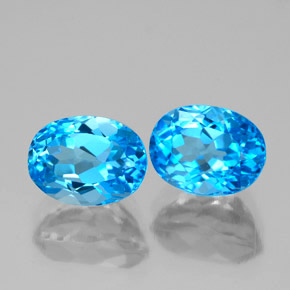Gemas de topacio azul natural de  ct, corte óvalo, VVS-VS