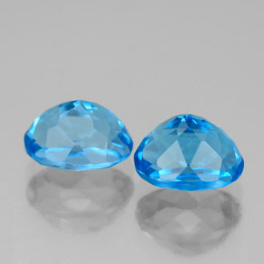 Gemas de topacio azul natural de  ct, corte óvalo, VVS-VS