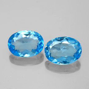 Gemas de topacio azul natural de  ct, corte óvalo, VS