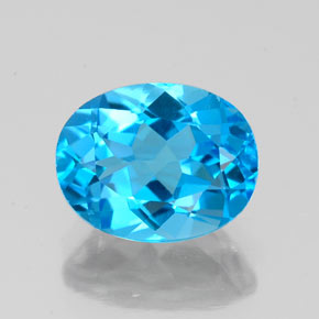 Topacio azul natural de 2,50 ct, corte óvalo, VVS-VS