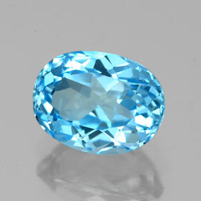 Topacio azul natural de 1,81 ct, corte óvalo, VS