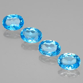 Gemas de topacio azul natural de  ct, corte óvalo, VS