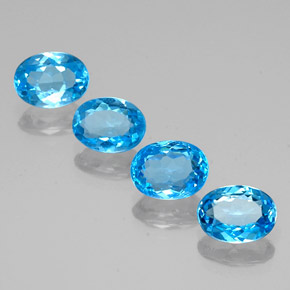 Gemas de topacio azul natural de 6,14 ct, corte óvalo, VVS-VS