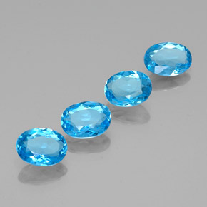 Gemas de topacio azul natural de  ct, corte óvalo, VS