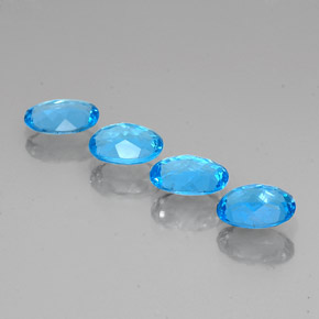 Gemas de topacio azul natural de  ct, corte óvalo, VS